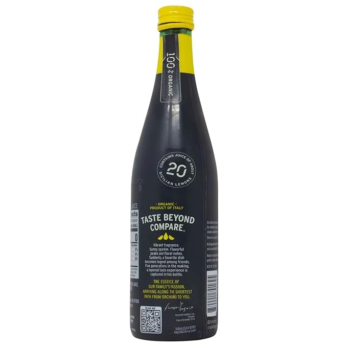 Ingrilli 100% Organic Lemon Juice 16.9 Fl Oz Glass Bottle (Pack of 3)