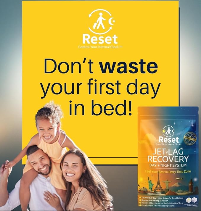 Reset Jet Lag Recovery System | Day and Night Transdermal Patches with Extra Strength Melatonin Magnesium and B Vitamins | Travel Fatigue Relief Sleep Support | Energy Boost (2 Traveler Bundle)
