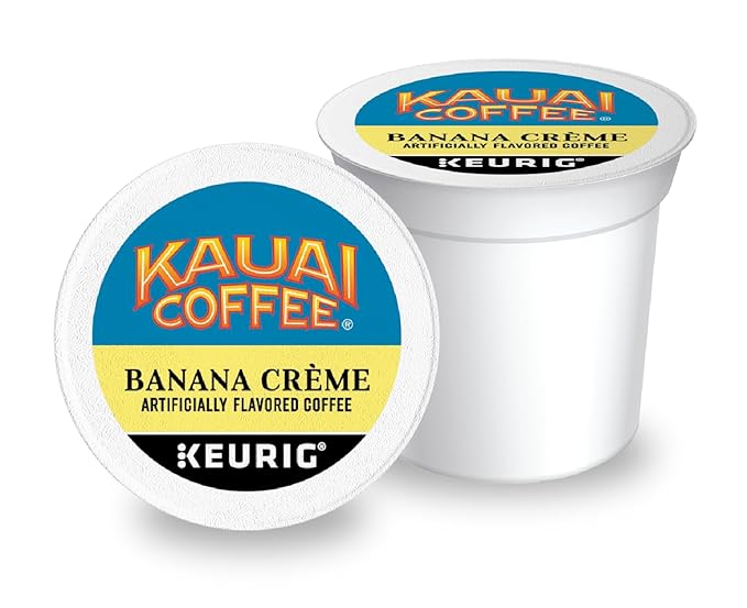 Kauai Coffee K-Cup Pods for Keurig Brewers – Arabica Coffee 10% Hawaiian – Medium Roast Banana Flavor with Creamy Vanilla – Banana Crème 1 Pack of 10 Single Serve K-Cups