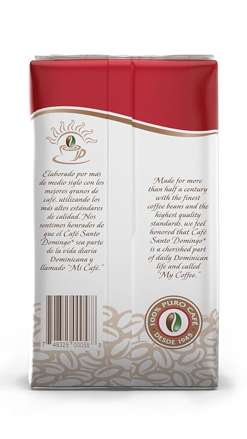 Café Santo Domingo 8 oz Bag Ground Coffee Medium Roast - Product from the Dominican Republic (Pack of 2)