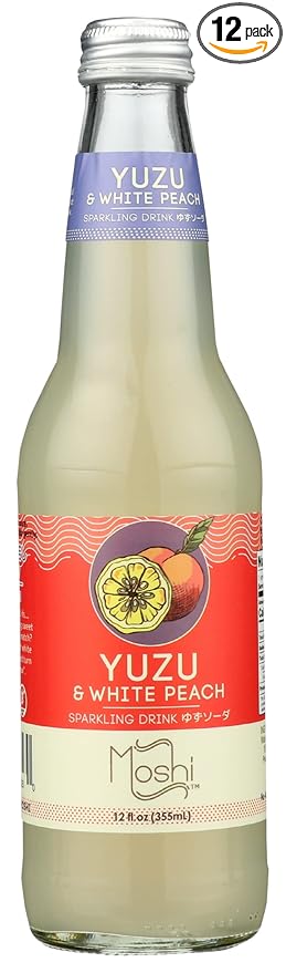 Moshi Sparkling Yuzu White Peach Juice Drink Vegan Kosher Gluten Free &amp Non-GMO 12 Fluid Ounce (Pack of 12)