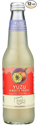 Moshi Sparkling Yuzu White Peach Juice Drink Vegan Kosher Gluten Free &amp Non-GMO 12 Fluid Ounce (Pack of 12)