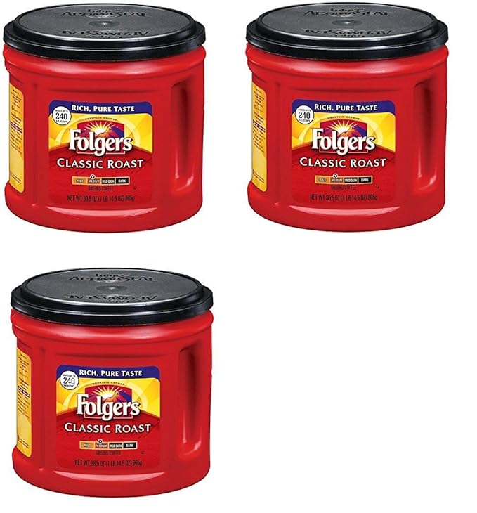 Folgers Classic Roast Ground Coffee Medium Roast 30.5 Ounce 3 Pack