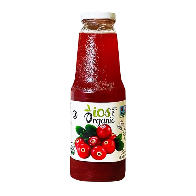 IOS Love Organic Juice - USDA Organic Certified - Cold Pressed No Added Sugar No Water No Artificial Colors No Preservatives No Flavors Added No Gluten - 33.8 Fl Oz (Cranberry Pack of 6)