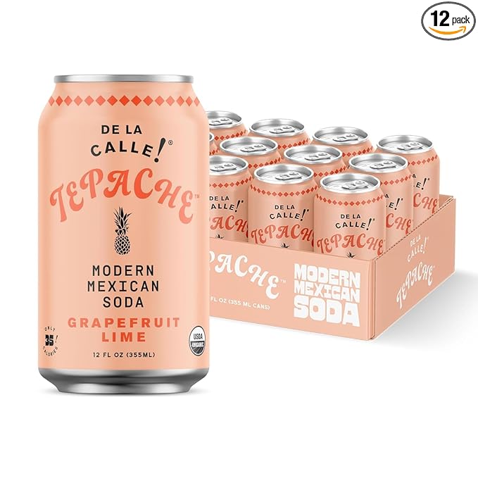 De La Calle Tepache - Grapefruit Lime - Modern Mexican Soda - Craft Fermented Pineapple Sparkling Beverage - Certified Organic Antioxidant Rich Non-Alcoholic Healthy Soda Low Sugar Low Calorie N