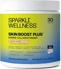 Sparkle Wellness Marine-derived VERISOL Bioactive Hydrolyzed Collagen Peptides | Collagen Powder Supplement with Vitamin C &amp Hyaluronic Acid | Marine Skin Boost Plus (Peach) [30-Serves]