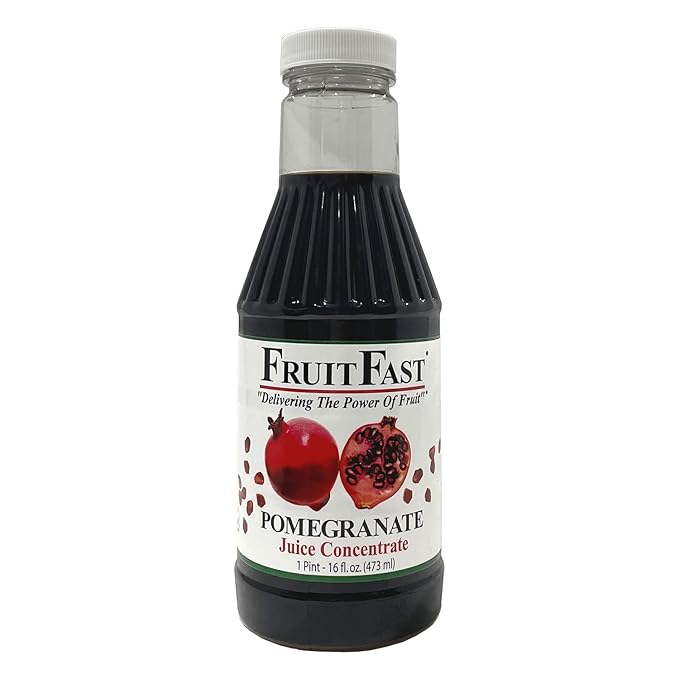 Pomegranate Juice Concentrate by FruitFast - Unsweetened 65 Brix Pure Concentrate - 100% Pomegranate Extract - No Additives or Fillers! (16 FL OZ)