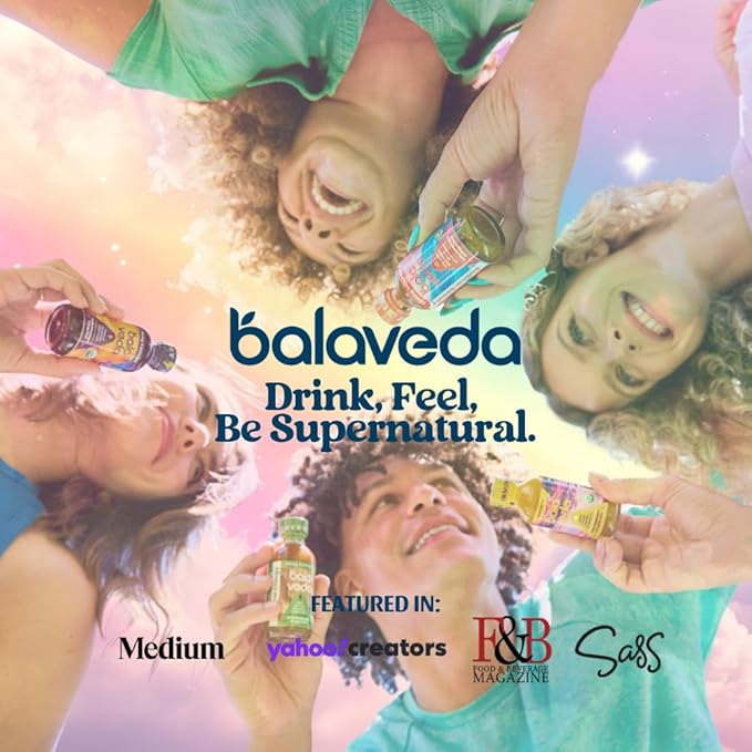 balaveda Tropic Rush Energy Shot with Organic Matcha L-Theanine Cordyceps Eleuthero and Vitamin B12 – Mint Pineapple Flavor – Clean and Sustained Energy Support – 2 Fl Oz Bottles (Pack of 12)