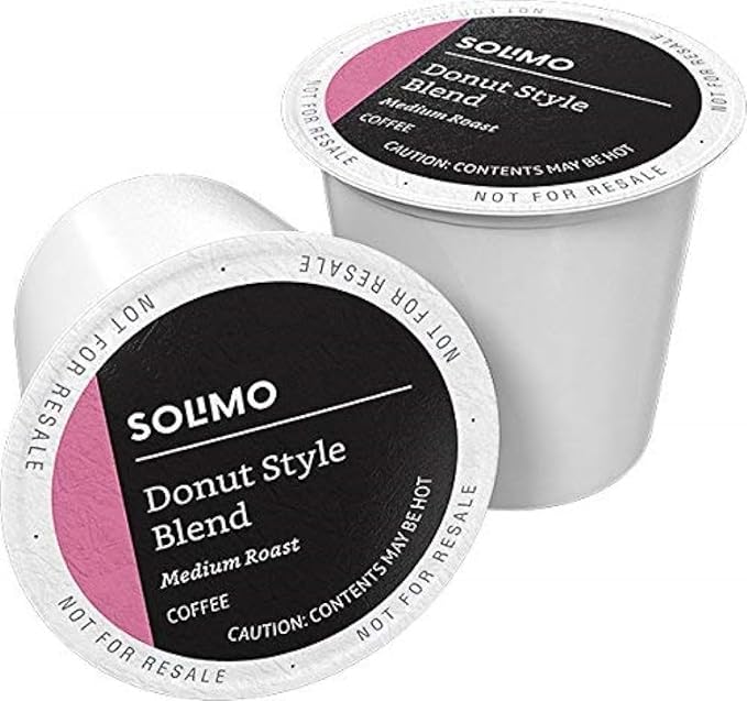 Amazon Brand - Solimo Medium Roast Coffee Pods Donut Style Compatible with Keurig 2.0 K-Cup Brewers 100 Count