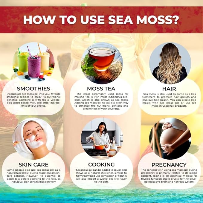 Irish Sea Moss Gel Raw - Wildcrafted Superfood Seamoss Gel - Strawberry Banana Flavor Vitamin and Mineral-Rich from Pristine Caribbean Waters Immune and Digestive Health Support - 10 oz.