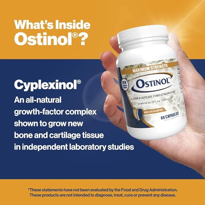 ZYCAL Ostinol Maximum Strength 500 mg (New and Improved Ostinol 450 mg) - Bone &amp Joint Supplement for Intense Bone Loss and Joint Dysfunction - 60 Capsules