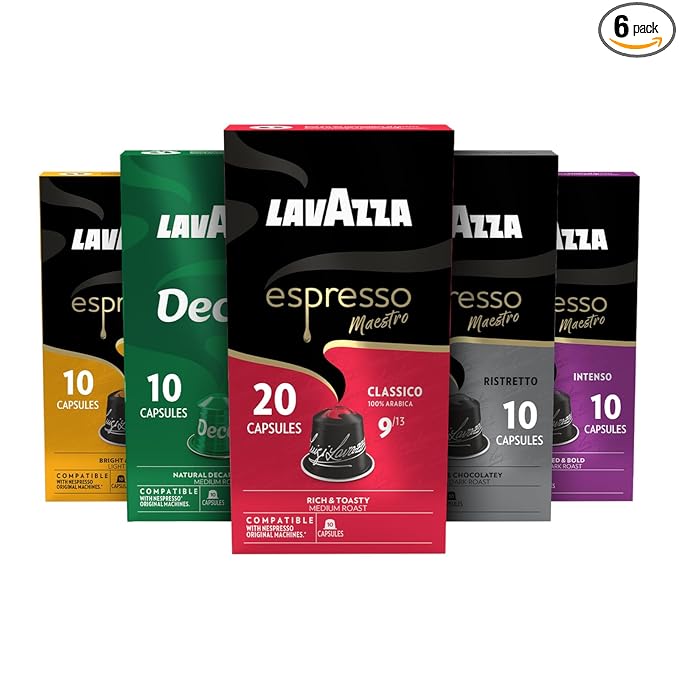 Lavazza Espresso Variety Pack of Aluminum Capsules Compatible with Nespresso* Original Machines Contains Light Medium and Dark Espresso Roast (60 Capsules)