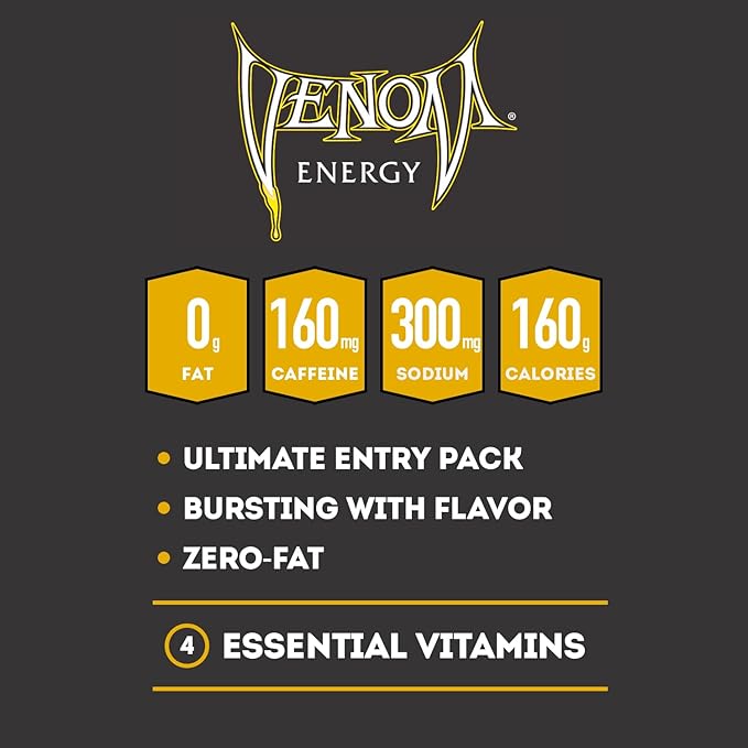 Venom Energy Drink Mango 0 Fat 160mg Caffeine 16 Fl Oz (Pack of 12) By LastFuel.