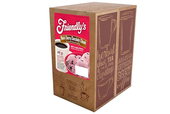 Friendly's Coffee Pods Cherry Chocolate Ice Cream Flavored for Keurig K Cup Brewers Black Cherry Chocolate Chunk 40 Count (Pack of 1)