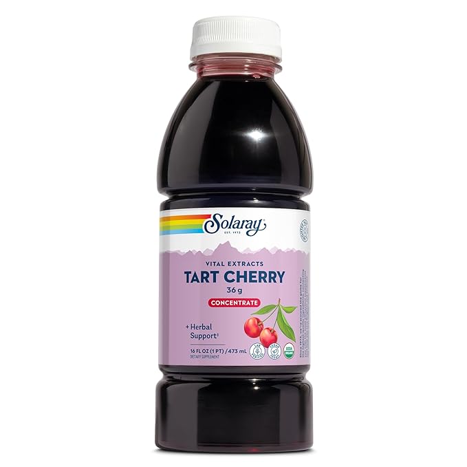 Solaray Organic Tart Cherry Juice Concentrate 100% Juice Concentrate from Organic Tart Cherries for Overall Well-Being - Vegan Lab Verified 60-Day Guarantee 15 Servings 16 fl oz