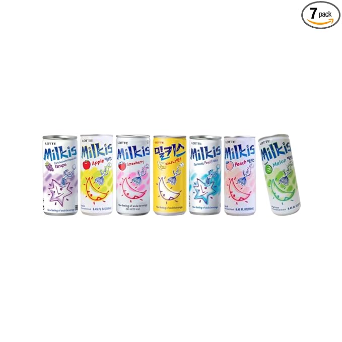 Milkis AYCE 8 Flavors Mixed K-Drink - Original/Strawberry/Melon/Apple/Banana/Peach/Grape (7 Cans 7 AYCE)