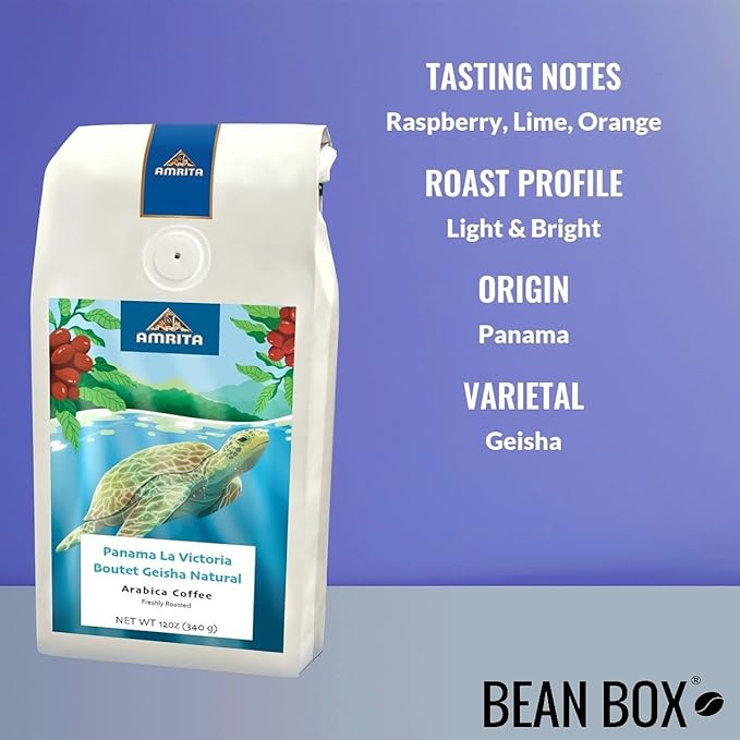 Panama La Victoria Boutet Geisha Natural - Roasted by Amrita Certified Pure - Freshly Ground Coffee - 2 Pound Bag