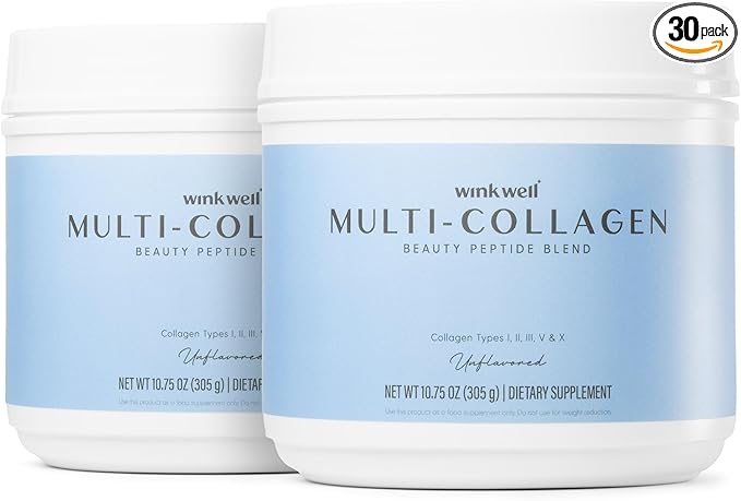 Wink Well Unflavored Multi-Collagen Protein Powder Dietary Supplement Includes 5 Types I II III V and X of Collagen Skin Hair Nails Joint and Immune System Support (2)
