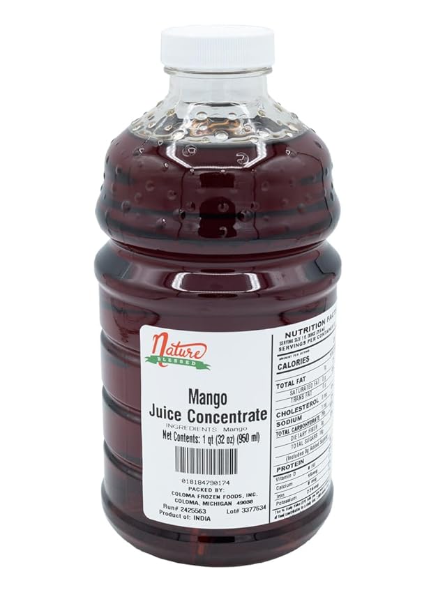 Nature Blessed 100% Pure Mango (Clarified) Fruit Juice Concentrate - 1 Quart (1/32 fl oz bottle) Home Brewing Wine Making Ale Mead Smoothies
