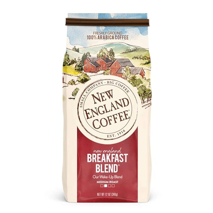 New England Coffee Ground Coffee Breakfast Blend &amp French Vanilla 11oz Bag (Pack of 3)
