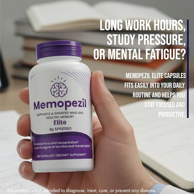 (1 Pack) Memopezil Capsules Official Memopezil Supplement Pills with Natural Ingredients Advanced Formula for Brain Health Support for Maximum Strength Clarity &amp Focus (60 Capsules)