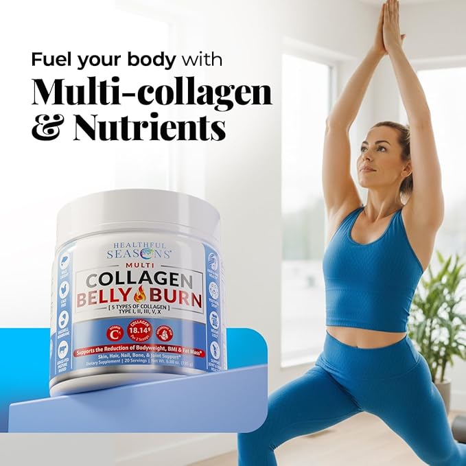 Multi Collagen Powder with Types I II III V X - Weight Management Supplement with Vitamin C &amp Hyaluronic Acid – Supports Skin Hair Nails Metabolism Joint &amp Muscle Health – 20 Servings
