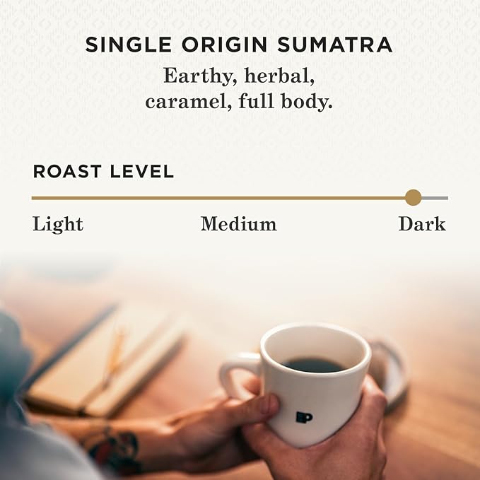 Peet's Coffee Dark Roast Single Serve Coffee Pods 100% Arabica Coffee - Single Origin Sumatra 32 Count (1 Box of 32 Pods)