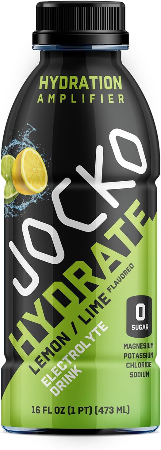 Jocko Fuel Hydrate Electrolyte Drinks - Sports Drink Hydration Amplifier Thirst Quencher - Scientifically Formulated Electrolyte Blend Lemon-Lime 16 Oz (12 Pack)