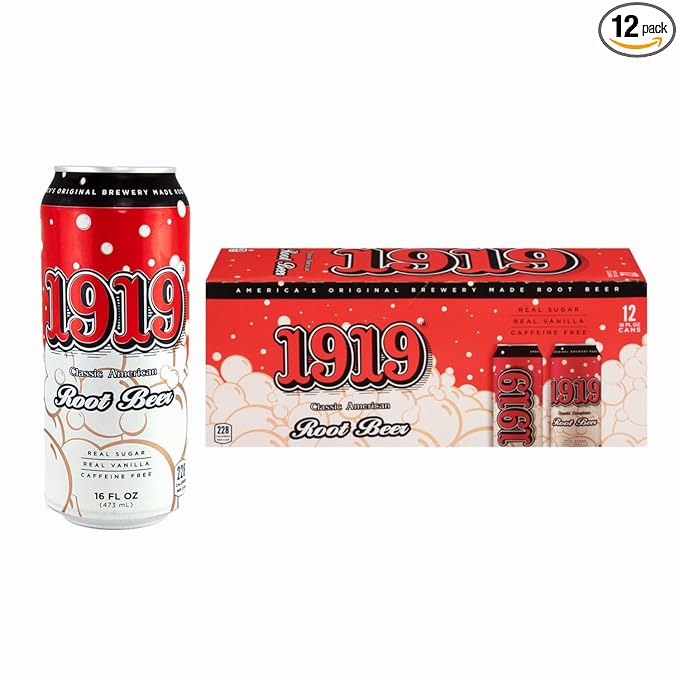 1919 Draft Root Beer 16oz Can Real Sugar Real Vanilla Classic American Root Beer 12-Pack