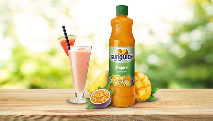 Tropical Fruit Concentrate Juice (Pack Of 1 x 700ml Bottle) Real fruit juice with no added artificial flavors colors or sweeteners SUNQUICK - JUICE