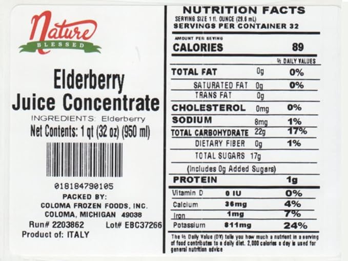 Nature Blessed 100% Pure Elderberry Fruit Juice Concentrate - 2 Quarts (2/32 fl oz bottes) Perfect for Mead Wine Brewing Ale
