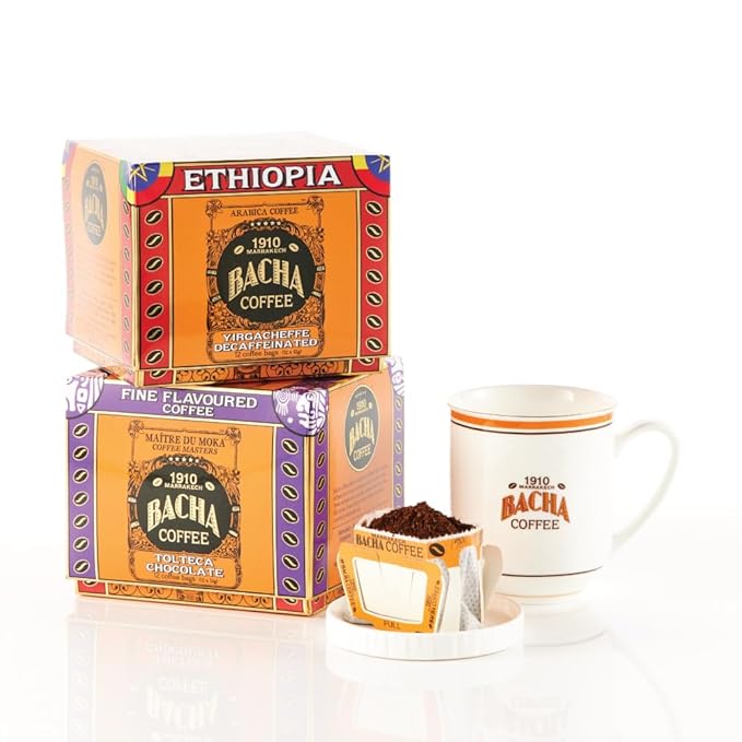 Bacha Coffee Tolteca Chocolate and Yirgacheffe 100% Arabica Beans Specialty Coffee Bag Gift Box Bundle