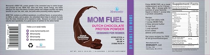 Dairy-Free Meal Replacement Protein Powder for Women - Plant &amp Collagen Protein Blend | 20g Protein (Dutch Chocolate)