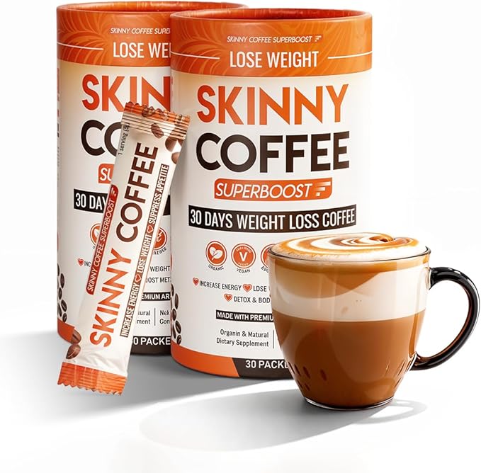 Skinny Coffee Super Boost Weight Loss Coffee Belly Fat Burner for Women &amp Men Sugar-Free Keto Vegan Reduces Bloating Supports Energy &amp Metabolism Appetite &amp Cravings Control (60 Servi
