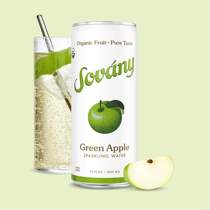 Sovány Flavored Sparkling Water Variety Pack Seltzer Water Drinks USDA Organic Made With Real Fruit Non-GMO Vegan No Added Sugar Low Calorie Tangerine Raspberry &amp Green Apple 12 fl oz