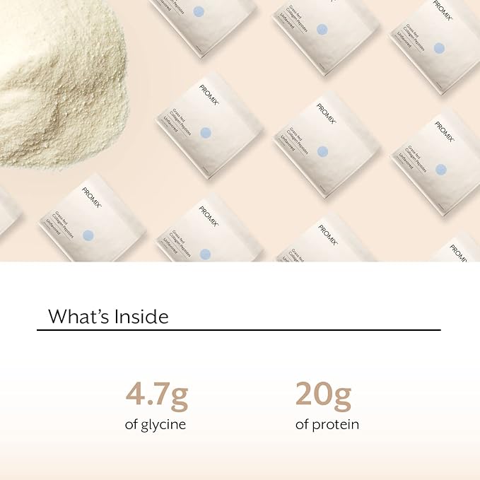Promix Hydrolyzed Collagen Peptides - Type 1 Grass Fed Collagen 4.7g glycine Type 3 bioactive peptides - Unflavored - 2.5 Pound (Pack of 2)