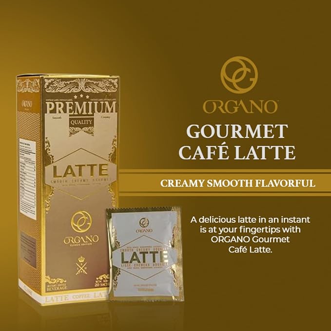 ORGANO Gourmet Cafe Latte 100% Certified Ganoderma Lucidum (20 Sachets)
