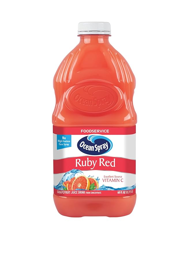 Ocean Spray Ruby Red Grapefruit Juice Foodservice 60oz Bottles (Pack of 8)
