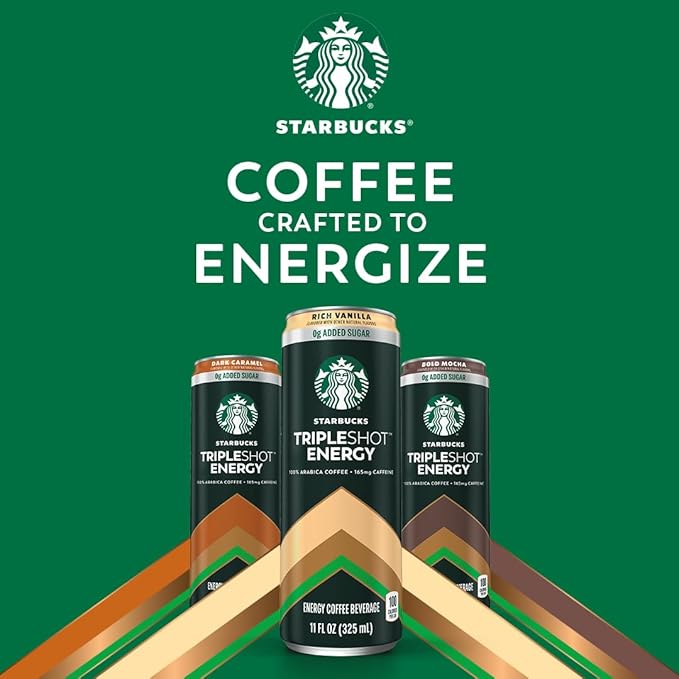 Starbucks Tripleshot Coffee Energy Drink Vanilla Triple Blend 165mg Caffeine B Vitamins Protein Iced Coffee 11 fl oz Cans (12 Pack)