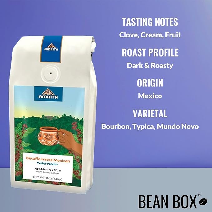 Decaf Mexico - Dark - Roasted by Amrita Certified Pure - Freshly Ground Coffee - 2 Pound Bag