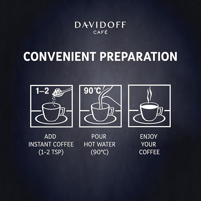 DAVIDOFF Fine Aroma Instant Coffee - Elegant and Fragrant - Medium Body with a Acidic Tang - 100% Arabica Beans - 7/12 Intensity - 6 x 3.52 oz