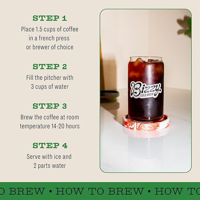 Bizzy Organic Cold Brew Coffee | Bundle | Coarse Ground Coffee | Dark &amp Bold 1 LB + Espresso Blend 1 LB | 2 Pack