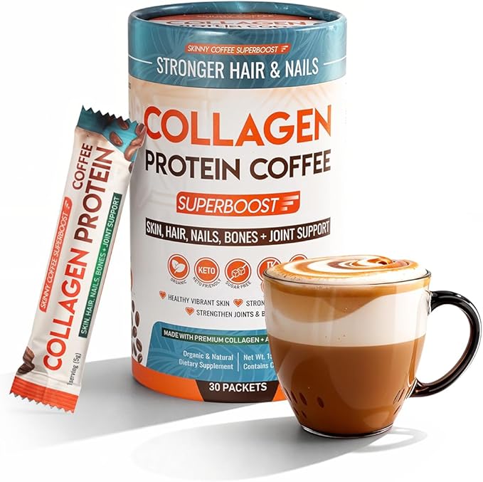 Collagen Peptides Coffee Powder for Weight Loss – Supports Digestion Bloating Energy &amp Focus Fat Burning Joint Skin Hair &amp Nails – High-Protein for Women &amp Men (30 Servings)