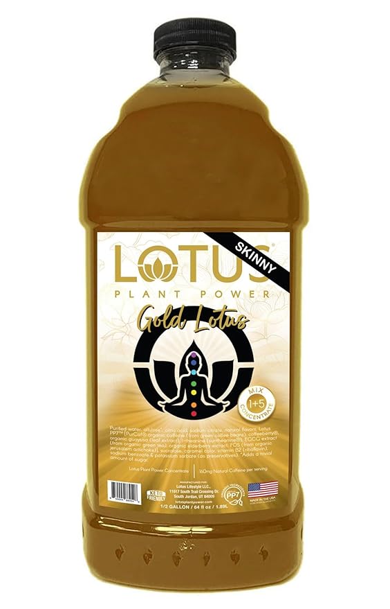 Lotus Plant Power 5:1 Energy Concentrate 64 fl. oz. (Skinny Gold) Pack of 2 (Packaging May Vary)