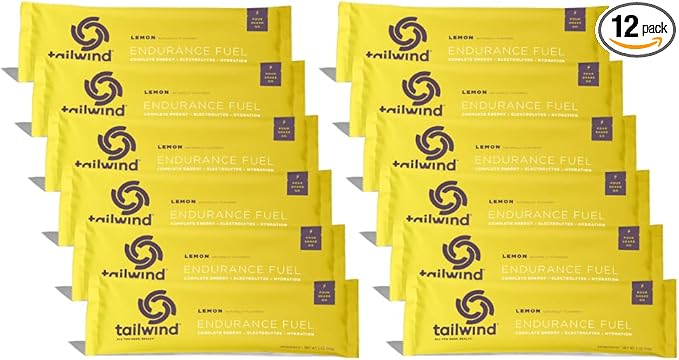 Tailwind Nutrition Endurance Fuel Sports Drink Powder Single Serving with Electrolytes Non-GMO Free of Soy Dairy and Gluten Vegan-Friendly Lemon Pack of 12