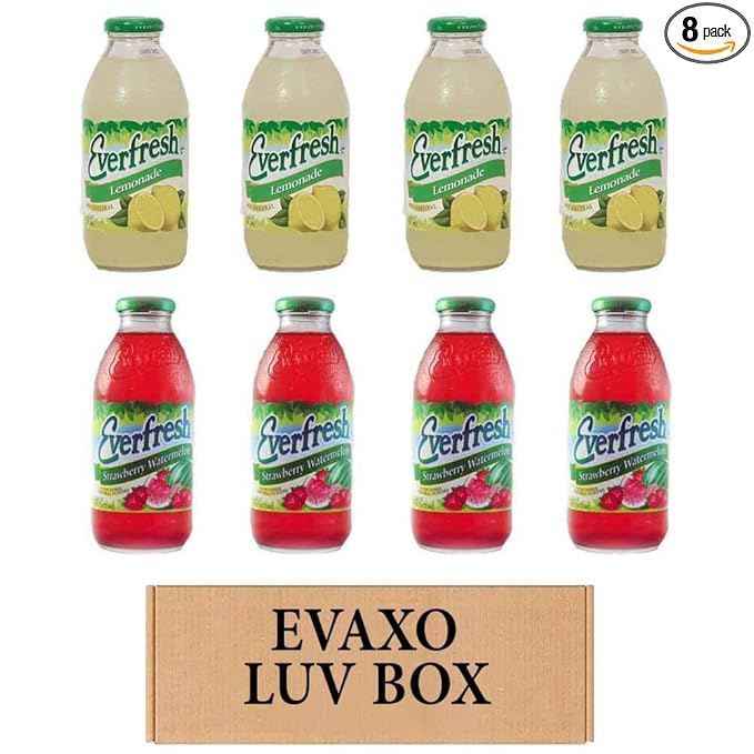 LUV BOX- variety Everfresh Juice 16 oz. pack of 8 Everfresh Lemonade Everfresh 100% Juice – Strawberry Watermelo. by evaxo