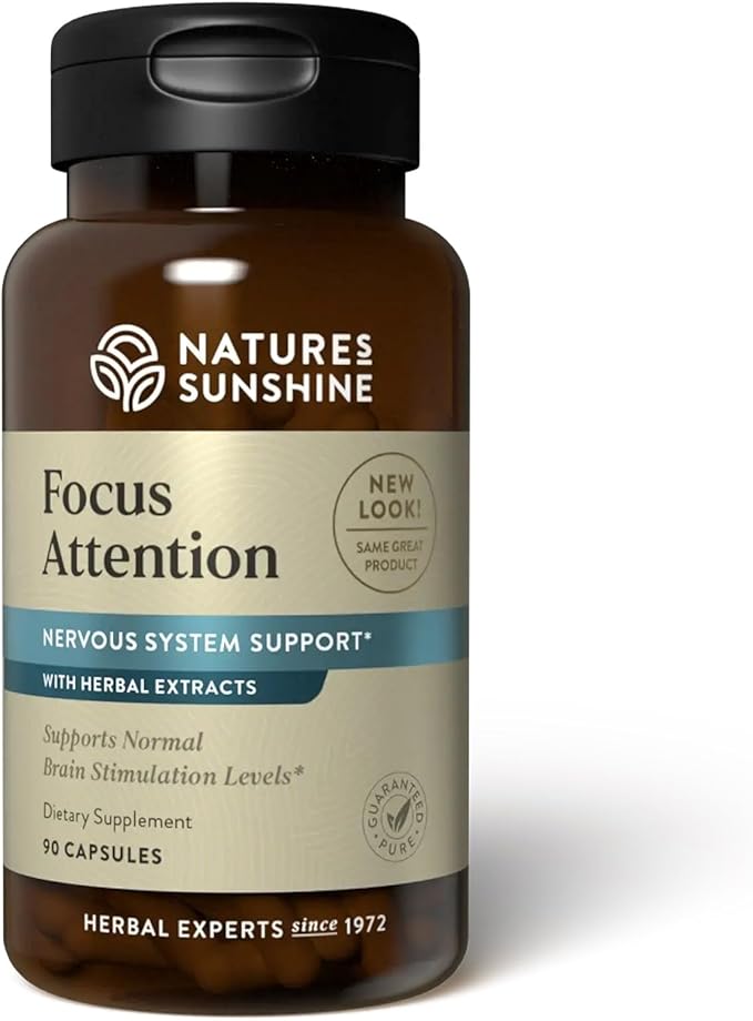 Nature's Sunshine Focus Attention 90 Capsules Provides Nutrients That Help Maintain Normal Brain-Stimulation Levels While Supporting Blood Circulation and Neurotransmitter Levels in The Brain