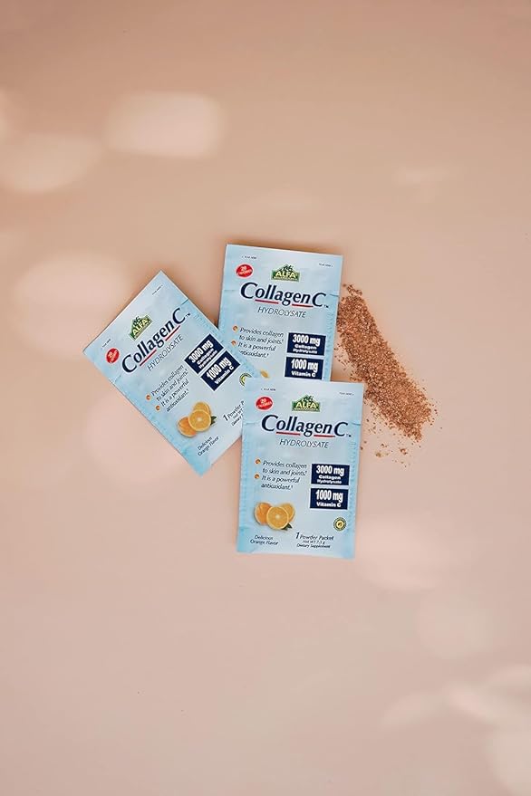ALFA VITAMINS Collagen C Peptides Hydrolysate Powder Supplement Vitamin C 1000mg Gluten Free Hydrolyzed Collagen for Skin Hair Nails Joint &amp Bone Support Antioxidant 30 Sachets per Box 2 P