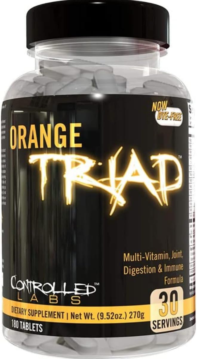 CONTROLLED LABS Orange Triad Daily Multivitamin Iron Free Sports Supplement for Workout Digestion Immune and Joints 30 serv - Tablets (180 Count (Pack of 1))