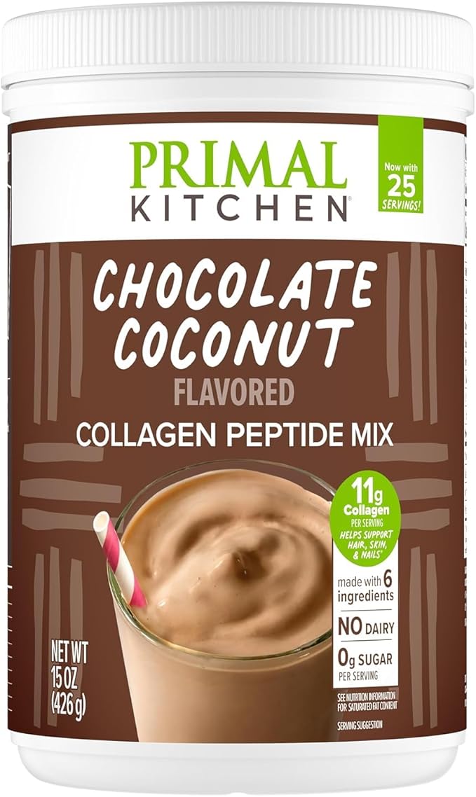 Primal Kitchen Collagen Powder Variety Pack – Vanilla Coconut 14.4 oz Chocolate Coconut 15 oz– Paleo Friendly Keto Certified Collagen Peptides